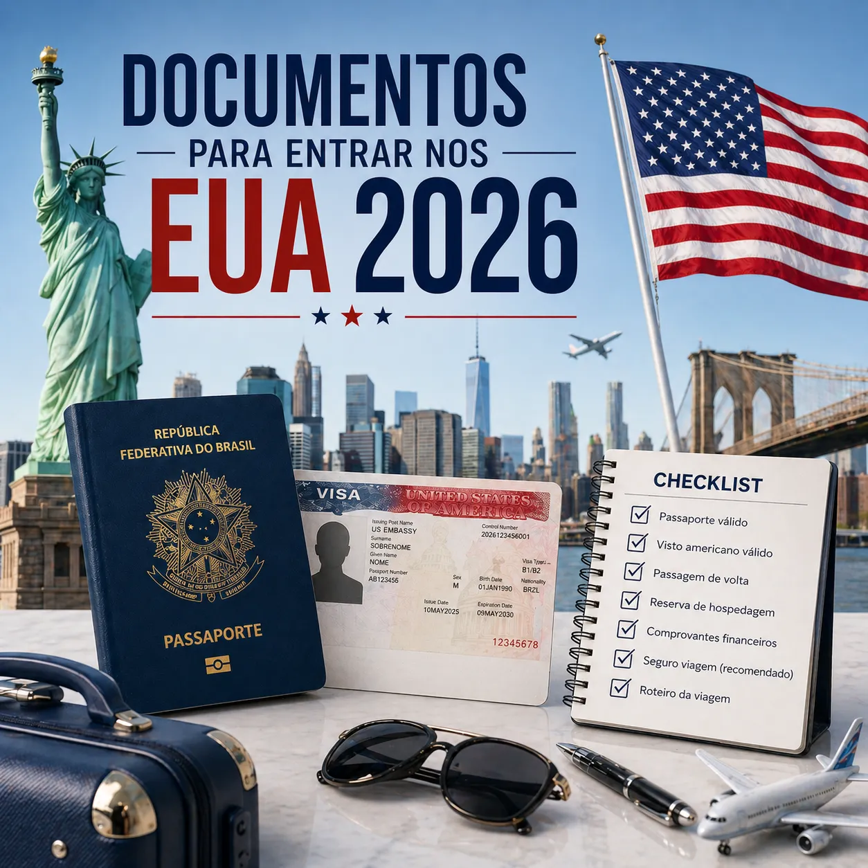 Imagem ilustrativa para o artigo Documentos para entrar nos EUA 2026 da Genuína Conexão